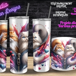 Chats- Himalayen- Persan- Amour- Coeurs- Amazing Cats- Love- Hearts- Tasse- Mug - Tumbler- Gobelet-Tshirt- Coussin - Pillow - PNG- Clipart