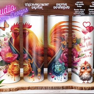 Rote Hühner – Nur ein Mädchen, das Hühner liebt – Französisch – Erstaunlich – AUF FRANZÖSISCH – 20-oz-Becher – Wrap – Verschiedene Projekte