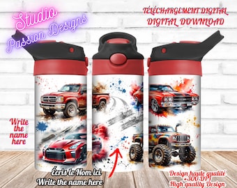 Cars - Truck - Pickup - Monster truck - Kids' cup - Digital download - PNG - +300dpi - 12oz