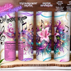 Enseignante Musique - Professeure -  Notes de musique - Fleurs - Valeur Nutritive - Digital  Download - Projets divers - EN FRANÇAIS +300dpi