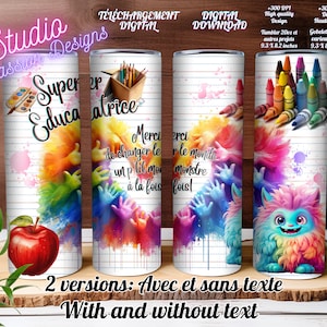 Super Educator - Early Childhood - Daycare -Little Monsters - IN FRENCH -20oz Cup Law and various projects - 1 PNG digital file