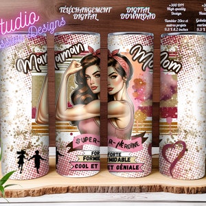 Mama - Mutter - MOM - Inspirierend - Auf FRANZÖSISCH - Wrap Tumbler 20oz Straight - Digitaler Download - PNG