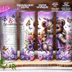Éducatrice- Petite enfance - Garderie - Enfants - Maternelle - Ourson adorable- Digital  Download - Projets divers  - PNG -EN FRANÇAIS -