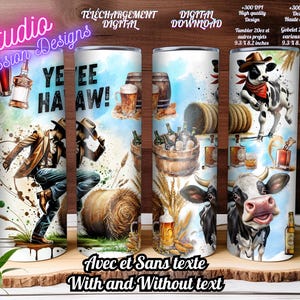 Cowboy - 2 VERSIES met/zonder tekst - Yee Haw - Country dance - Holstein koeien -Beers - Countryside- Fun -Tumbler/Tumbler 20oz - 300+ dpi