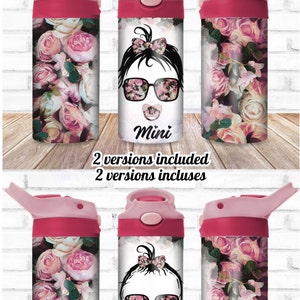 Mini - Roses - Baby - Bébé - Lunettes soleil - Sunglasses -Bow-Wrap Gobelet enfant -Kid tumbler-Digital download PNG-Sublimation -2 versions