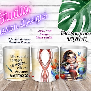 Mistress - Change the world - Schule - Bücher - AUF Französisch - 11 oz und 15 oz Tassen - PNG - 300+ dpi - Sublimation