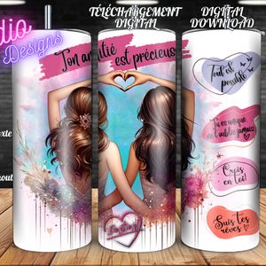 Les vraies amies -  L'amitié - Citations inspirantes- Positive vibes - Luxury -EN FRANÇAIS- Gobelet - Tasse - Canette - Digital download-PNG