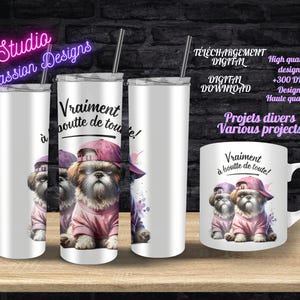 Chiens drôles ''à boutte" - Bougons - Humoristique - En FRANÇAIS - Gobelets/projets divers - Tasses - Téléchargement Digital- PNG +300dpi
