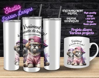 Funny Dogs "At Their Wits' End" - Grumpy - Humorous - In FRENCH - Various Cups/Projects - Mugs - Digital Download - PNG +300dpi