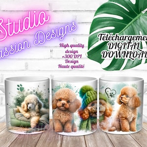Magnifiques Caniches - Amazing Poodles- Tasses/Mugs 11/15 oz - PNG - 300+DPI