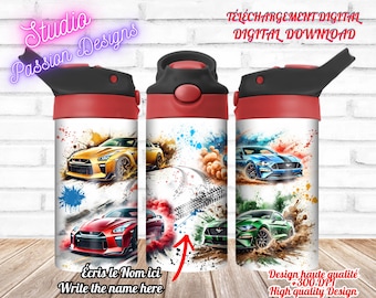 Cars - Muscle cars - Kids' tumbler - Digital download - PNG - +300dpi - 12oz