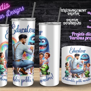 Opvoeder voor jonge kinderen - Speciale opvoeder - Kinderdagverblijf - Kinderen - Kleine monsters - PNG - IN HET FRANS - Mok-Tumbler - Trui