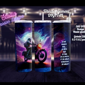 Motocicleta - Motociclista - No ronco - Ruido - Humor - EN FRANCÉS - Wrap Tumbler 20oz Straight - Descarga digital - PNG