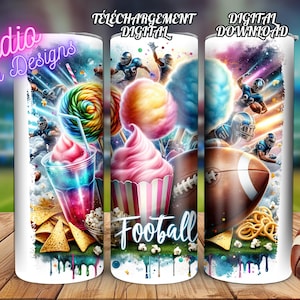 Football-Snack-Barbe à PAPA - Cotton Candy- Pretzels - Popcorn - Kids - Tumbler-Wine -Mug -Gobelet-Vin-Tasse-T-shirt-Digital Download+300dpi