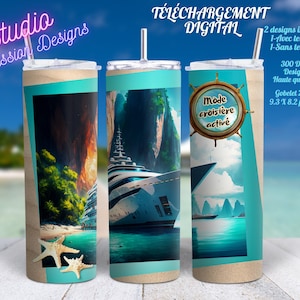 Cruisemodus geactiveerd -Boot -20oz tuimelaar -Digitale download -PNG -300+ DPI -Sublimatie-In het FRANS -2 ontwerpen inbegrepen... met en zonder tekst