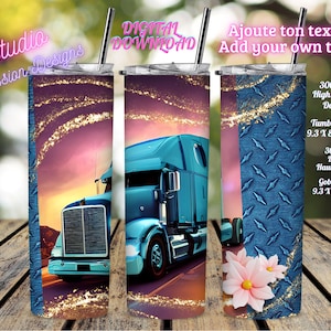 Truck driver- Camionneur - Semi-truck-Conducteur Van-Digital download - PNG - Wrap tumbler - Gobelet 20oz - Tumbler 20oz-SUBLIMATION +300DPI