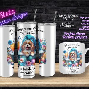 SPA - Adorable dog bath - Cocker Spaniel - Wine - Humorous - In French - Various projects - PNG digital file - Mug - Tumbler - Cup