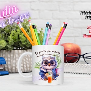 Prof le plus chouette en vacances - École - Enseignant - Livres - Hibou - Cocktail - Palmiers -SUBLIMATION - Téléchargement Digital- PNG