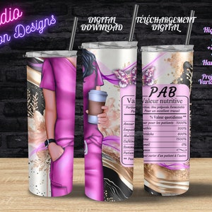 PAB - Femme - Préposée aux bénéficiaires - Valeur nutritive - Uniforme rose fushia - PNG - En FRANÇAIS - Tumbler/Gobelet 20oz -