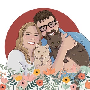 Ritratto digitale personalizzato di un animale domestico da foto, Ritratto personalizzato di un animale domestico, Ritratto digitale senza volto, Ritratti di famiglia personalizzati con animali domestici, Regalo per coppie