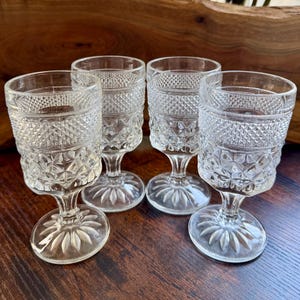 Vintage Anchor Hocking Wexford  Clear Water Goblet Set of 4