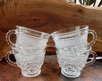 Wexford Anchor Hocking Glass Vintage Punch Bowl Glasses Set of 4