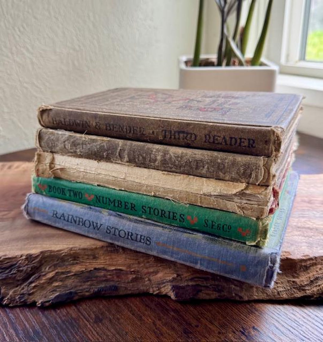 Antique Vintage Book Stack Decor Lot Vintage Worn Books Rustic ...