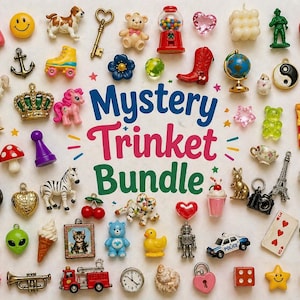 Dopamine Box Trinket Bundle | 25+ Mixed Small Objects, Shiny Things, Vintage Finds & Charms