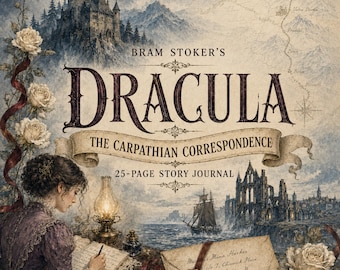 Dracula Story Journal Kit, 25-Page Gothic Ephemera, Vampire Paper Dolls (Digital Download)