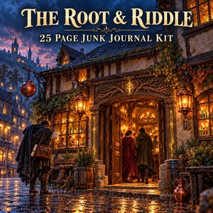 Kit de journal créatif « The Root & Riddle Wychmere Tavern » | 25 pages imprimables sur le thème de la fantasy, illustrations, pochettes | Téléchargement numérique au format US Letter