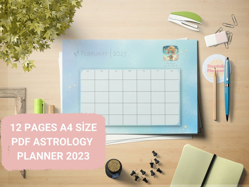 2023 Printable Zodiac Planner Digital Calendar Monthly Etsy