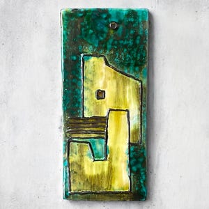 Monika Laborcz signierte Vintage Keramikfliesen-Wandkunst: Mid-Century Modernist Edifice
