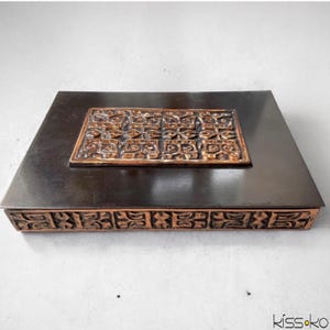 Vintage Hungarian Bronze Alloy Box: Mid-Century Modernist Relief