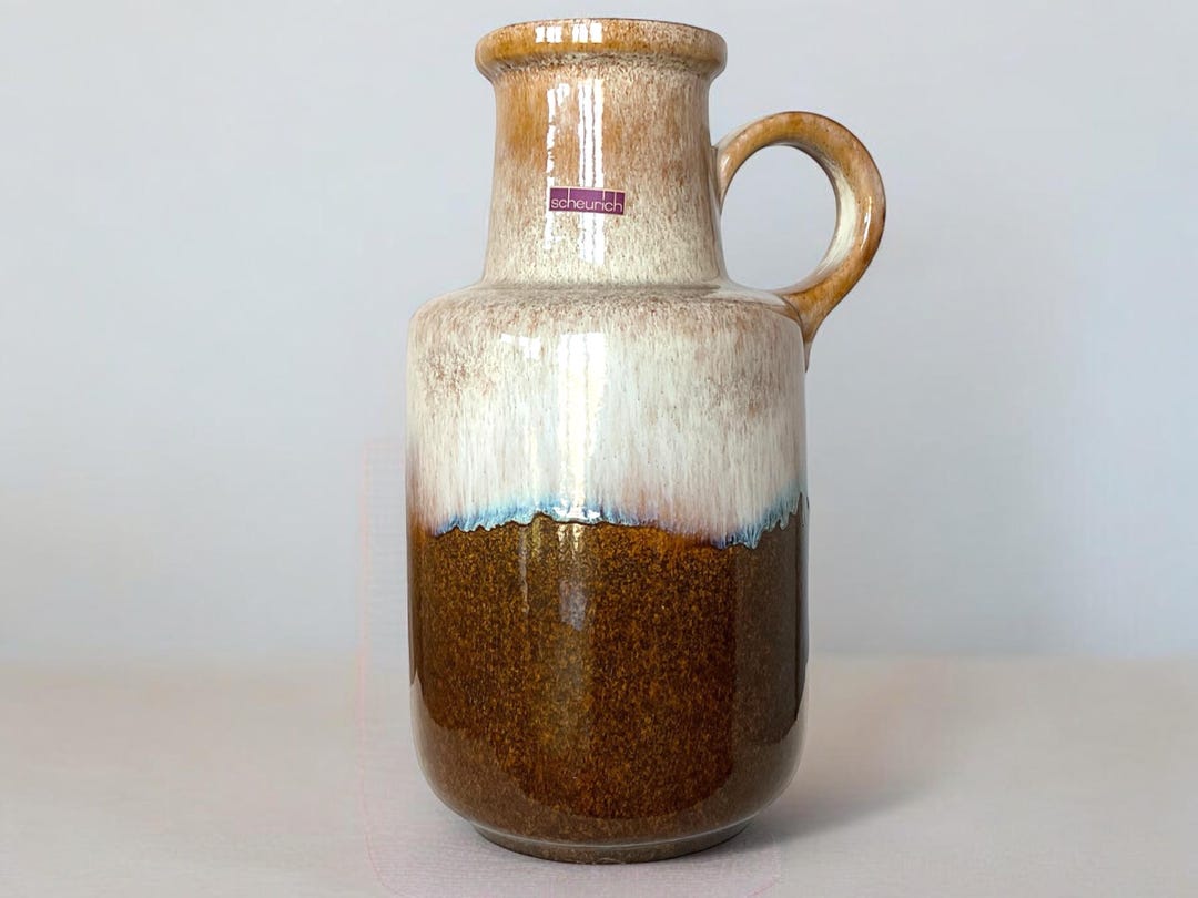 XXL Vintage Scheurich Floor Vase: Mid-Century Fat Lava Drip Glaze