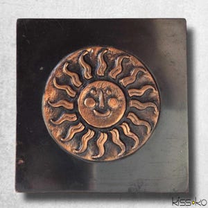 Ottó Kopcsányi Brutalist Bronze Jewelry Box: Mid-Century Modern Sun Relief