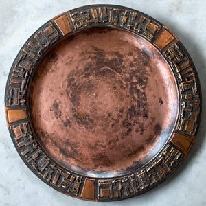 Vintage Ildikó Szilágyi Copper Wall Plate: Brutalist Geometric Relief