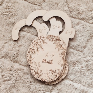 Séparateurs d'armoire en bois pour vêtements de bébé, cadeaux de baby shower, organisateur de penderie, Holz Kleiderschrank Teiler für Baby-Kleidung