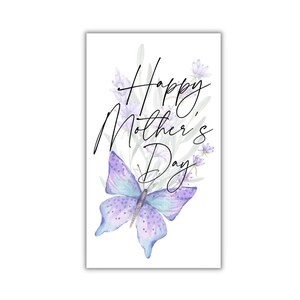 Happy Mother&#39;s Day Purple Butterfly Printable PDF Gift Tag for Baked Goods like Cookies and Breads, Flowers, and Fine Wine Bottles
