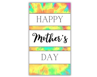Tie Dye Mother's Day Gift Tag, Printable Present (PDF)