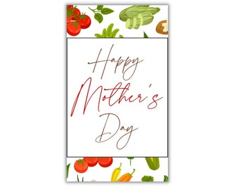 Vegetable Garden Mother's Day Gift Tag, Printable PDF