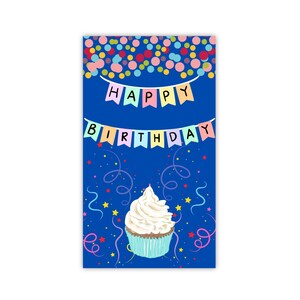 Cartão de presente de cupcake de feliz aniversário para ele, ideias de presentes para ela, produtos assados, plantas, vinho, lembrança de celebração, download instantâneo, PDF para impressão