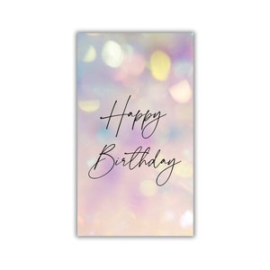 Etiqueta para cartão de presente de feliz aniversário, confete rosa, ideias para presentes para ela, produtos assados, plantas, vinho, lembrancinha para comemoração, download instantâneo, PDF para impressão