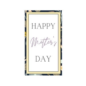 Mother&#39;s Day Gift Tag, Navy Border, Happy Mothers Day, Printable Gift Tags, Mothers Day, Mothers Day Gift, Gift Tag, Gift for Mom, Gift Tag