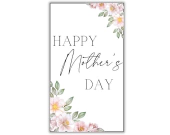 Happy Mother's Day Pink Flower Printable Gift Tag for Goodie or Favor Bags