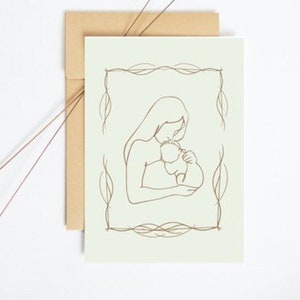 Mothers Day Greeting Card Printable, Mom and Baby, Happy Mother&#39;s Day, Gift for Mom, Baby Shower Card, Digital Greeting Cards, Instant pdf