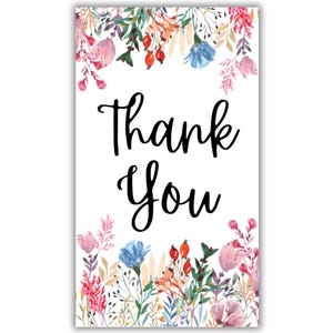 Etichetta regalo con busta regalo floreale rosa di ringraziamento, stampabile in PDF, bomboniere, download immediato, biglietti di auguri per compleanno, baby shower, matrimonio, modello personalizzato