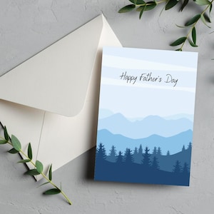 Blue Mountains Vatertag Karte & Umschlag druckbare Geschenkideen für Papa Papa Opa Mann Stiefvater Freund von Tochter Sohn Frau