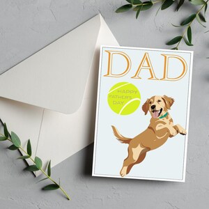 Carte et enveloppe pour papa chien golden retriever fête des pères imprimable numérique pdf idées cadeaux pour lui papa beau-père petit ami grand-père de chien