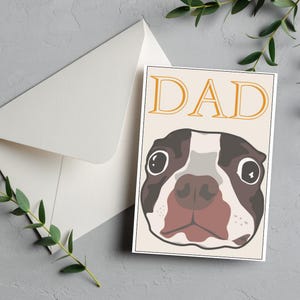 Carte et enveloppe pour papa bouledogue français chien fête des pères pdf imprimable Idées cadeaux pour lui papa beau-père petit ami grand-père de chien