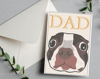Biglietto di auguri per la festa del papà con bulldog francese: regalo stampabile per papà cane (modello PDF)